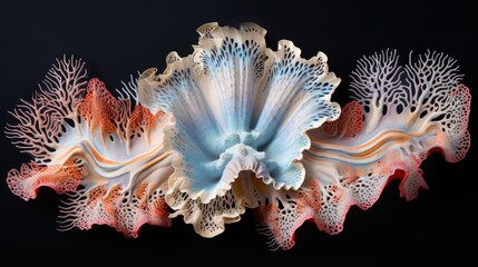 Wall Mural - Nudibranch snail vibrant close up texture. Underwater macro world life. AI illustration..
