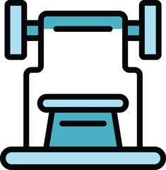 Poster - Bench icon outline vector. Gym equipment. Fitness workout color flat