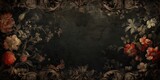 AI Generated. AI Generative. Vintage retro antique floral flowers pland frame in baroque style mock up background. Graphic Art