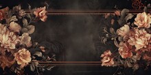 AI Generated. AI Generative. Vintage Retro Antique Floral Flowers Pland Frame In Baroque Style Mock Up Background. Graphic Art