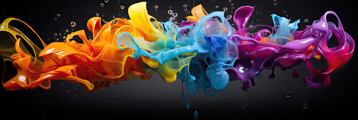 Poster - Swirling liquid rainbow with all the colors of the spectrum