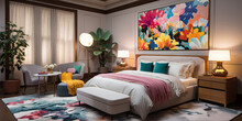 Colorful Modern Bedroom With A Floral Design