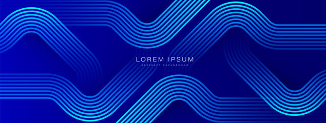 Blue abstract background with glowing geometric lines. Geometric stripe line art design. Modern blue gradient lines. Futuristic concept. Suit for poster, banner, brochure, corporate, cover, website