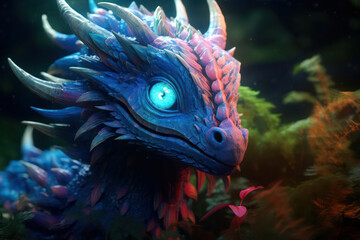 Close up of blue dragon