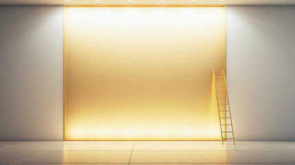 Wall Mural - Abstract luxury background, Minimalistic gold architectural background with ladder, Modern design for poster, cover, branding, product showcase, AI Generated.