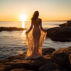 Wall Mural - Sunset and Girl