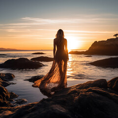 Wall Mural - Sunset and Girl