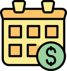 Sticker - Charity event calendar icon outline vector. Donate people. Service help color flat