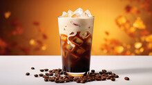 Autumn Ice Coffee With Coffee Beans 
