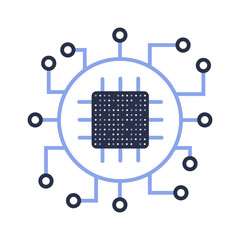 An image of a modern chip with a microcircuit. To convey the concept of modern technologies