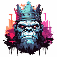 Wall Mural - Portrait of gorilla king in vector pop art style.