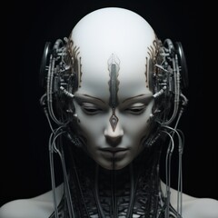 Futuristic Android Robot Cyborg. Generative AI illustration.
