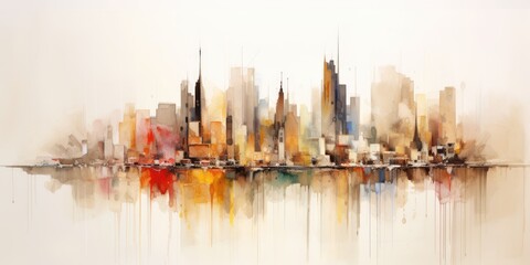 Wall Mural - city skyline impressionistic on white background. beautiful generative ai aig32