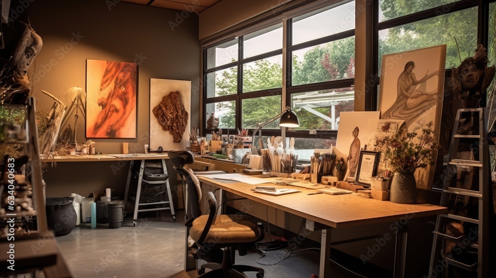 Inspiring office interior design Artistic style Office featuring ...