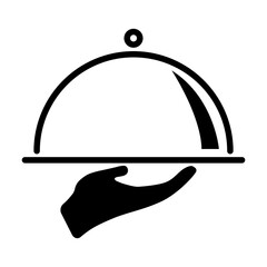 Waiter tray icon, dish menu restaurant web symbol, lunch design vector illustration