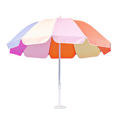 A transparent background highlights a solitary beach umbrella