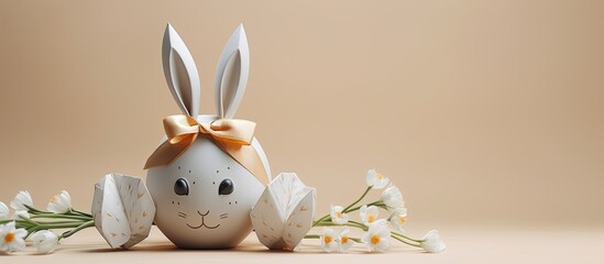 Fototapete - Minimal Easter concept DIY paper wrapping idea for gift eggs