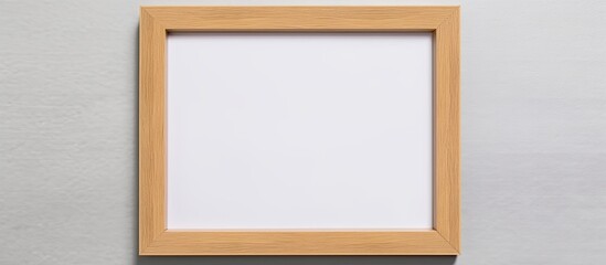 Leinwandbilder - Empty horizontal picture frame mockup on white wall single wood frame template