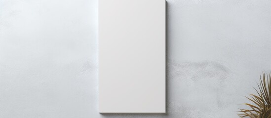 Aufkleber - Top view empty white rectangular poster mockup with shadow on light grey concrete wall