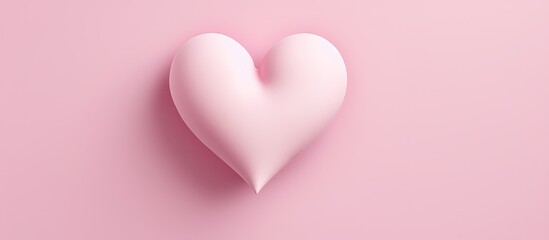 Sticker - Overhead view of pink background with paper heart for Valentine s Day