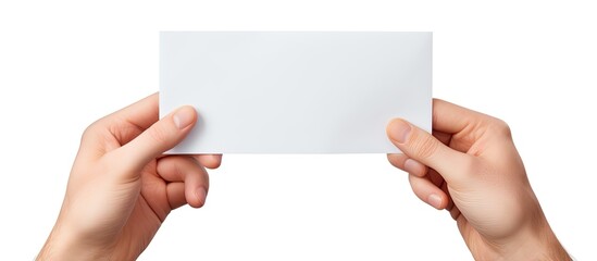 Aufkleber - A man s hand holding two empty sheets of paper