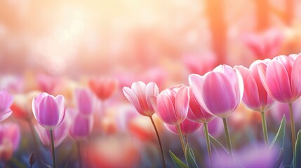 Poster - Natural Background with Tulips Closeup