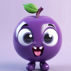 Poster - plum, mascot, 3d, cute, funny,smiley