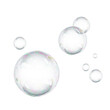 © accogliente - 3D Soap bubble floating on white background. Water foam bubbles with rainbow colors. Realistic iridescent ball. Soap transparent balloon. 3D Rendering