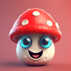 Poster - mushroom, fly agaric, cute, mascot, 3d,