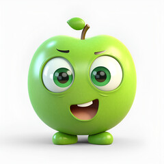 Poster - 3d, apple, cartoon, fruit, cute,