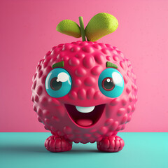 Poster - raspberry, lychee,  3d, smile,cute, big eyes, baby