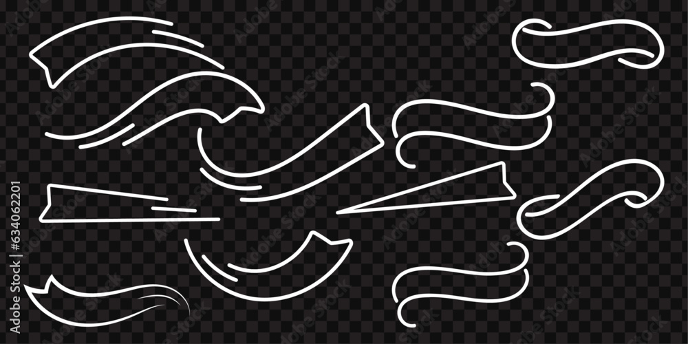 Ribbon Thin Line Icon Set. Outline Sign Kit Of Banner. Decorative Tape ...