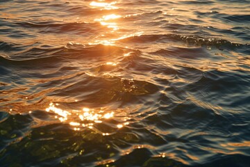 Sunset on the sea. The sun is reflected in the water.. Radiant sea with sun reflection.