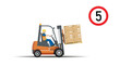 Dangers of working with a forklift. Observe the established speed limit. Vector.
