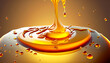 canvas print picture - Pouring golden honey texture. Healthy and natural delicious sweets. Flow dripping yellow melted liquid. Food background.