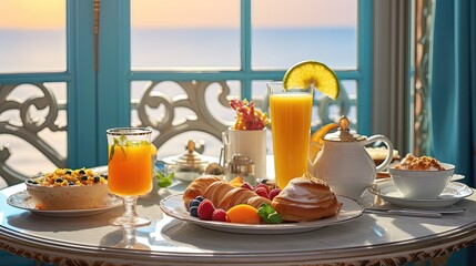 Wall Mural - breakfast in a luxury beach hotel