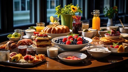 Wall Mural - breakfast spread in a luxury hotel restaurant