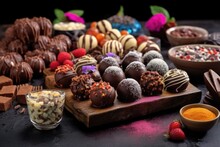 Chocolate Pralines With Various Toppings