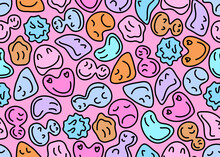 Cute Emoji Designs Seamless Pattern