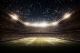 Fototapeta Londyn - Illuminated football stadium with flashes. Generative AI