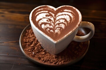 Wall Mural - hot chocolate art with heart-shaped foam