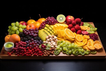 Wall Mural - fruit salad with a scoop of sorbet on top