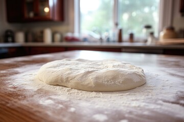 Sticker - fresh dough rolled out on floured countertop