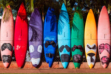 Colorful Surfboard Fence On Maui Island