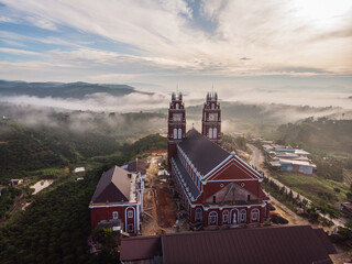 Wall Mural - A beautiful church built on top of a hill in Lam Ha Lam Dong Vietnam