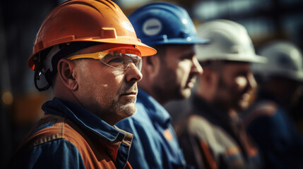 Canvas Print - close-up group of engineer and worker