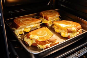 Sticker - toasted sandwich with melting cheese in toaster oven