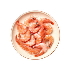 Wall Mural - Prawn or shrimp seen from above on transparent background plate