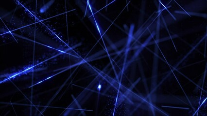 Wall Mural - Glowing red laser beams motion background with shiny exploding particles and flashing fast moving lasers. This science and technology background animation is full HD and a seamless loop.