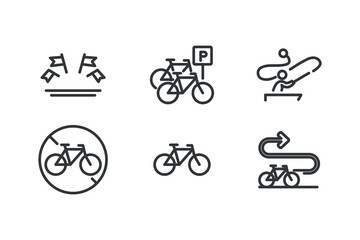 Workout icons set. Cycling and fishing